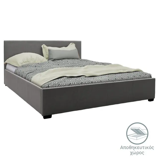Κρεβάτι με στρώμα και αποθηκευτικό χώρο Norse-Nemesis pakoworld ύφασμα ανθρακί 160x200εκ 3