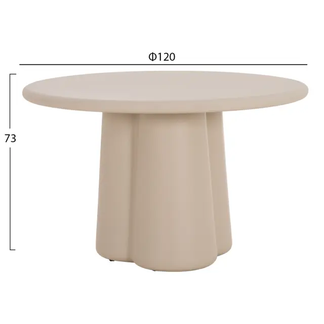 ΤΡΑΠΕΖΙ ΤΡΑΠΕΖΑΡΙΑΣ ΣΤΡΟΓΓΥΛΟ FB96583.02 ΜΠΕΖ FIBER CEMENT Φ120x75Υεκ 2