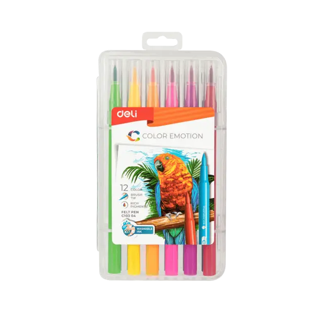 Deli Color Emotion Πλενόμενοι Μαρκαδόροι Ζωγραφικής με Μύτη Πινέλο 12 Χρώματα 10304