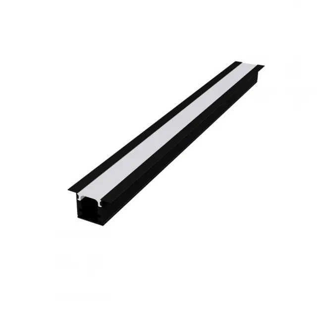 Aca Light LESTE ΧΩΝΕΥΤΟ ΠΡΟΦΙΛ ΑΛΟΥΜΙΝΙΟΥ P160U ΜΑΥΡΟ ΜΕ ΟΠΑΛ PC ΚΑΛΛΥΜΑ 2m/pc