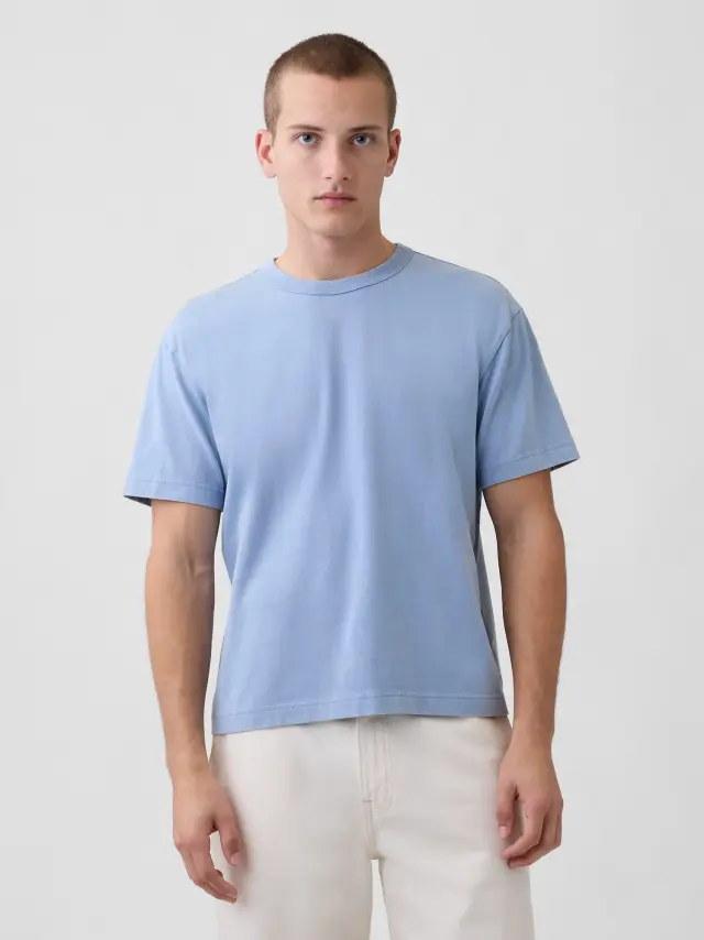 Ανδρική Μπλούζα Heavyweight Cropped Γραμμής BLUE SUEDE