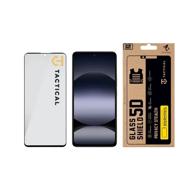 Tactical Glass Shield Privacy Stealth 5D for Xiaomi Redmi Note 14 4G/5G/Poco X7 Pro 5G Black 3