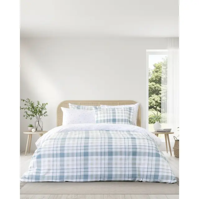 Σετ Σεντόνια 240x260 Υπέρδιπλα Nima Miles Green-White 100% βαμβακερόΧωρίς Λάστιχο