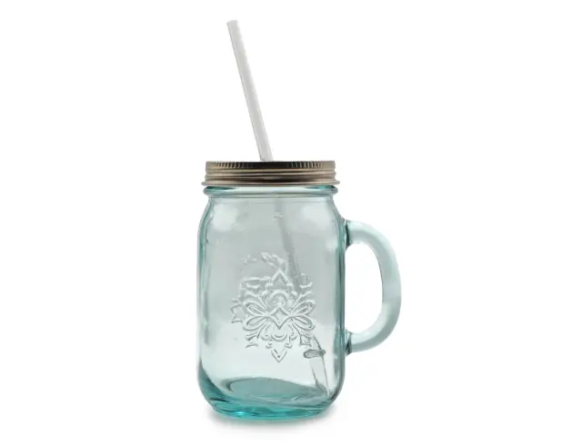 Ποτήρι Glass Drops Authentic Est. 1896 (3109) Με χερούλι, καπάκι & καλαμάκι, Από ανακυκλωμένο γυαλί, Χωρητικότητας 550ml, Διαστάσεων Ø 12 x Υ 23 cm 3109 2