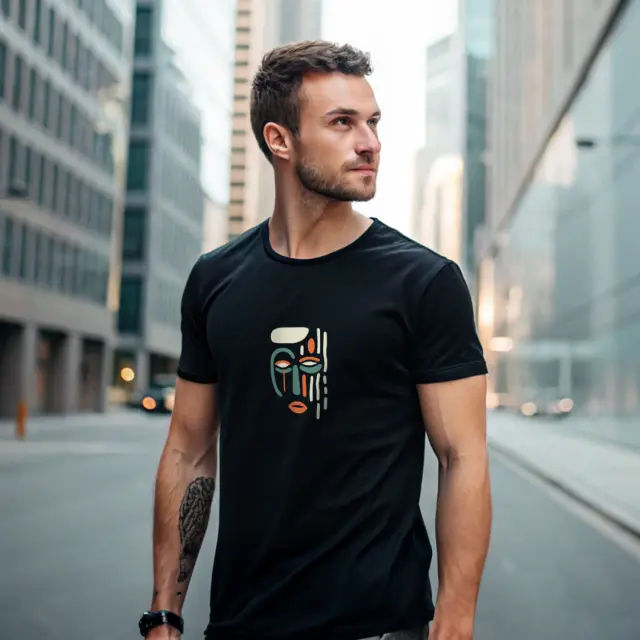 T-shirt Noshame® Μαύρο με τύπωμα Abstract - 122321 - XXL