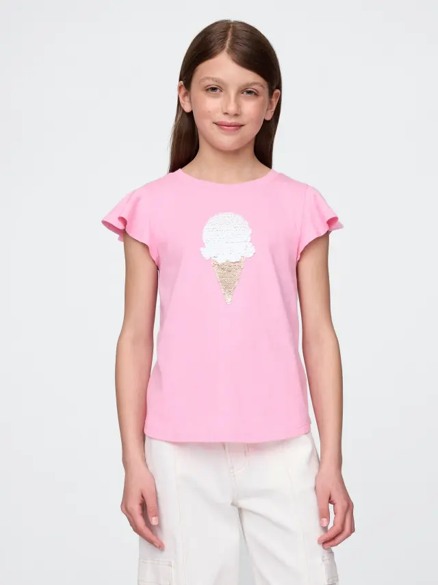 Παιδική Flippy-Sequin Graphic Μπλούζα MAY PINK - XXL