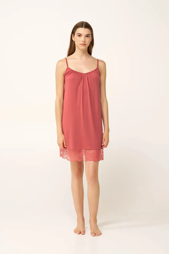 Καλοκαιρινό Νυχτικό Micromodal με Τιράντες Vamp 24039 PINK CEDAR 3