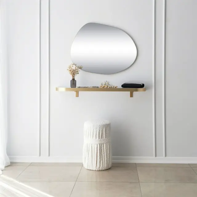 Stewehome Καθρέφτης τοίχου με χρυσό περίγραμμα 55x75 cm 3