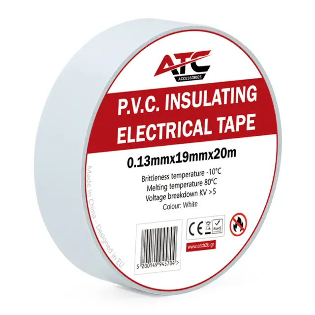 ATC Μονωτική Ταινία PVC Λευκό 0.13mmx19mmx20m 20.007.0002