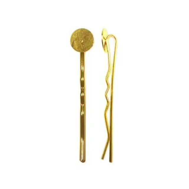 Φουρκέτα Μεταλλική 5.5cm με Κύκλο 10mm - Gold Plated - 4τεμ