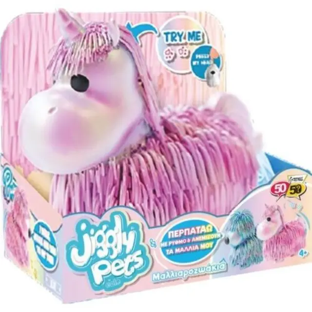 Λούτρινο Jiggly Pets Μαλιαροζωάκια Μονόκερος Ροζ Περλέ (JP002P) Ροζ