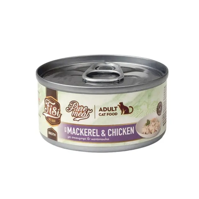 Fisi Υγρή Τροφή Γάτας Pure Meat Adult Σκουμπρί & Κοτόπουλο 80gr