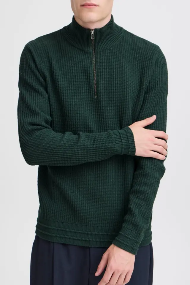 Casual Friday KARL 20505296 Ανδρικό Πλεκτό με Φερμουάρ Regular-Fit Βαμβακερό – Darkest Spruce - XXL