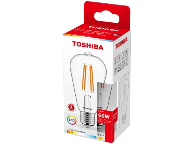 Toshiba LED Filament ST64 E27 7W 2700K (DELS-STW400767AE11)