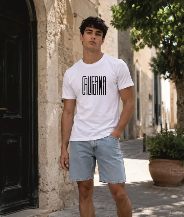 T-shirt Noshame® Λευκό με τύπωμα California - 162607 - XXL