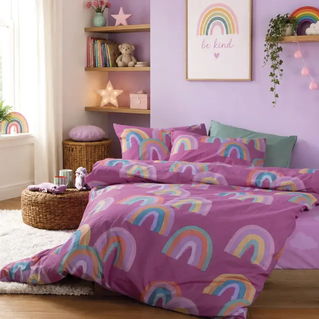 Σετ Σεντόνια Παιδικά Μονά Raibow Mood 170x260 Nef Nef Homeware, 100% BAMBAKI - FUCHSIA (040890) 2