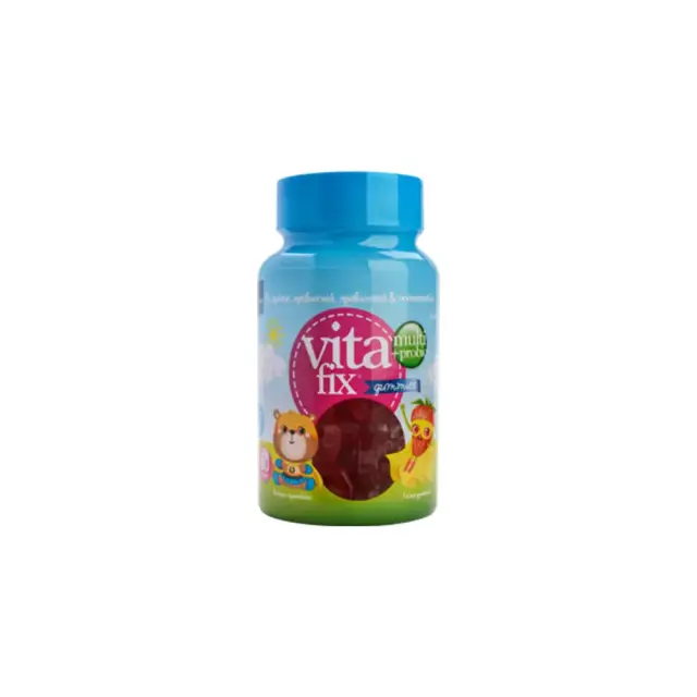 Intermed Multi & Probio VitaFix Gummies "Bear" Strawberry Παιδικές Πολυβιταμίνες σε Ζελεδάκια με Σχήμα Αρκουδάκι και Γεύση Φράουλα, Βαζάκι με 60τεμ