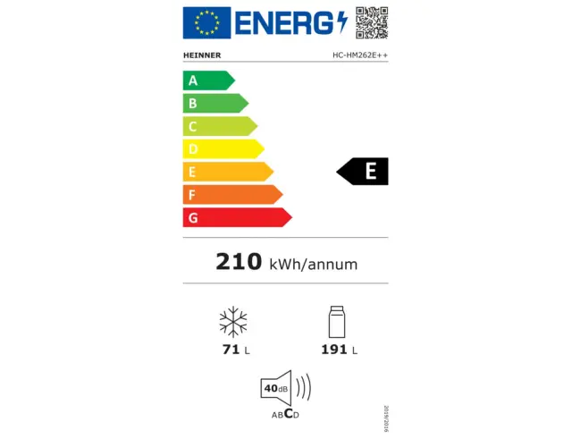 Ψυγειοκαταψύκτης Heinner HC-HM262E++ με Συνολική Χωρητικότητα 262L, Ενεργειακή Κλάση E και Ύψος 180cm HC-HM262E++ 3