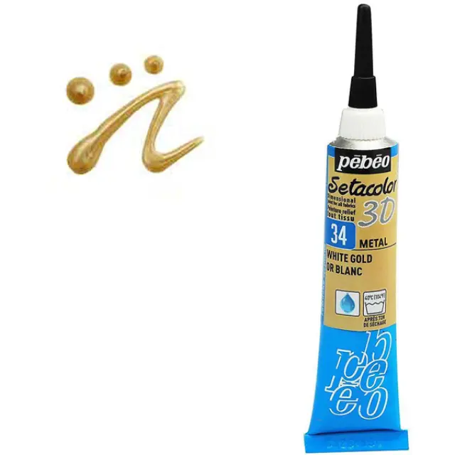 Pebeo Περίγραμμα Υφάσματος Setacolor 3D Metal Effect - 34 White Gold - 20ml