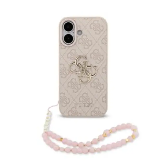 Guess PU 4G Metal Logo Strap Case for iPhone 17 Pink