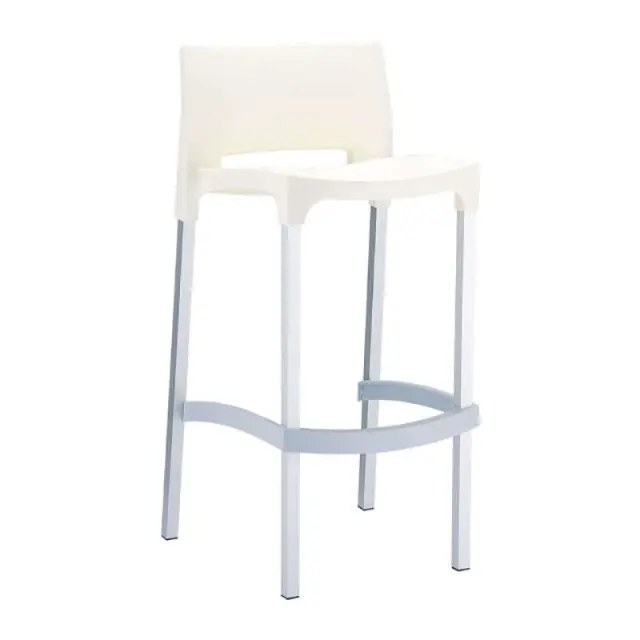 Σκαμπό Bar Στοιβαζόμενο GIO Μπεζ PP/Αλουμίνιο 39x45x96cm