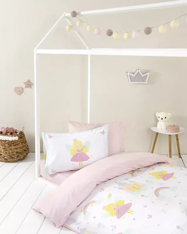 Ζεύγος Μαξιλαροθήκες 52x72 Nima Fairy Lelly White-Pink 100% βαμβακερό
