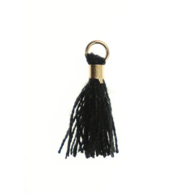 Φούντα με Κρικάκι Gold 12mm - Black - 5τεμ