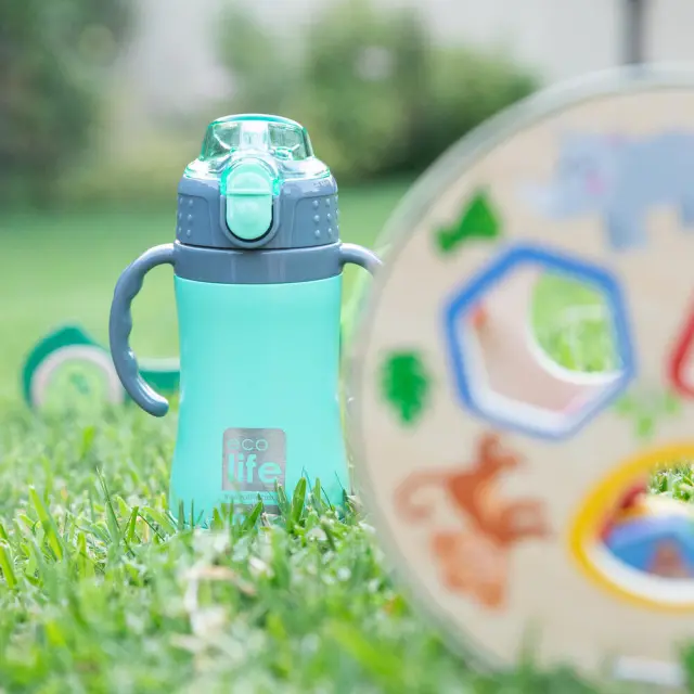 Ecolife Kids Thermos Mint Ανοξείδωτο Παγούρι Θερμός με Καλαμάκι και Χερούλια 300ml 3