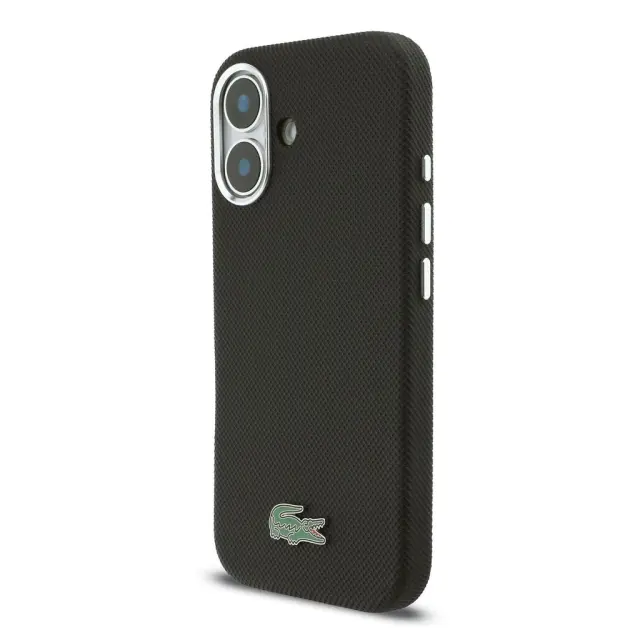 Lacoste PVC Iconic Petit Pique Metal Logo MagSafe Case for iPhone 16 Black 2