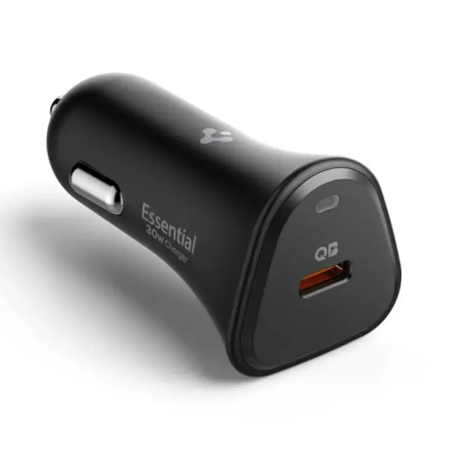 Spigen® Essential® EV301 ACP08699 Quantum Boost™ USB-C Fast Car Charger | 30W – Black