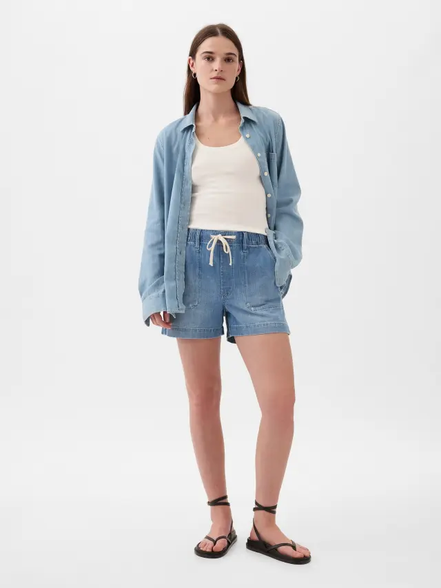 Μπλε Denim Easy Σορτς medium indigo - XS