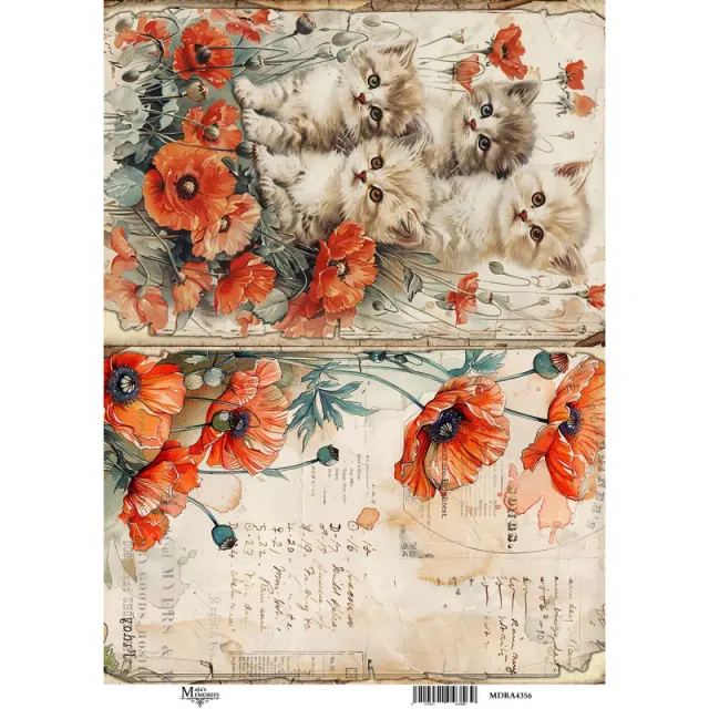 Ριζόχαρτο Maja's Memories, 22.5x32cm, Γατάκια και Παπαρούνες, MDRA4356