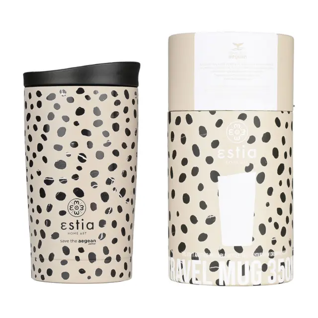 Estia Θερμός Travel Mug Save The Aegean Leopard Taupe 350ml