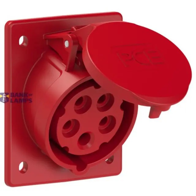 Flanged Panel Mounting Socket sloping 16A 5P 6h IP44