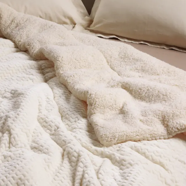 Κουβερτοπάπλωμα 160x220 Μονό 750gsm Fleece-Sherpa Das Home 1366 Ecru 100% Πολυέστερ 2