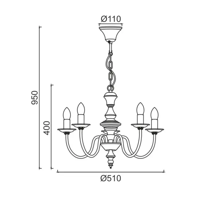 ΚΡΕΜΑΣΤΟ Φ/Σ 5ΧΕ14 ΜΕΤΑΛΛΙΚΟ ΠΑΤΙΝΑ ΠΡΑΣΙΝΟ Φ51ΧΗ95CM ACCRA / DL9315PAG 3
