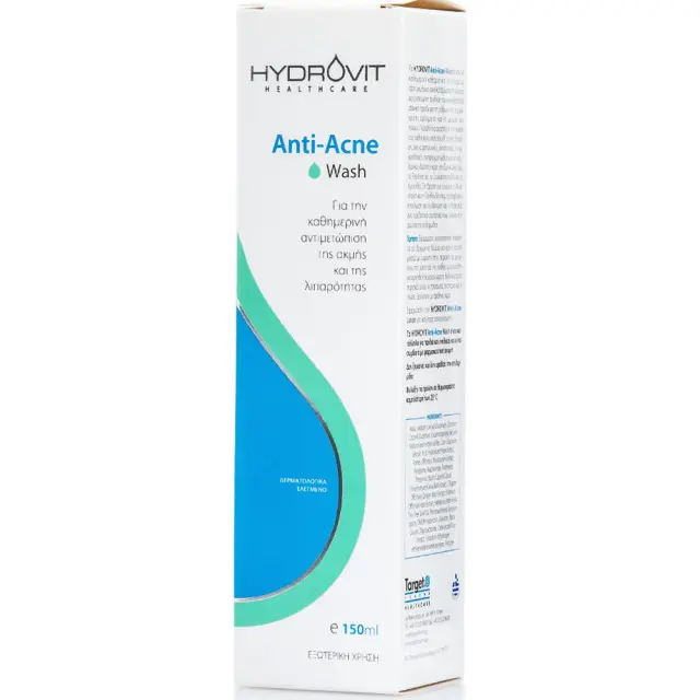 HYDROVIT Anti-Acne Wash Καθημερινό Καθαριστικό για Λιπαρή & Ακνεϊκή Επιδερμίδα με Τάση Ακμής 150ml 2