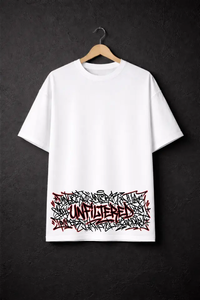T-shirt Noshame® Oversized Λευκό με τύπωμα Unfiltered - 152632 - XXL