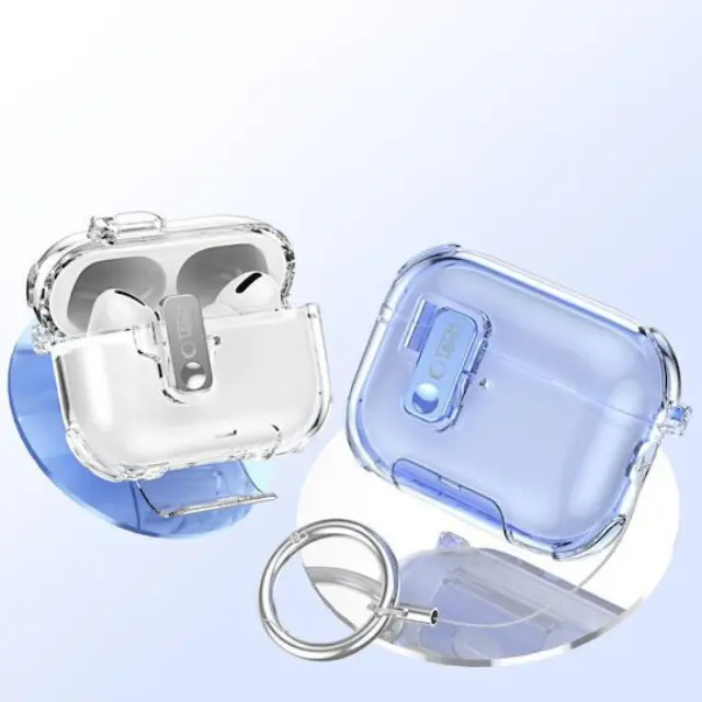 Tech-Protect® Θήκη Σιλικόνης με Γάντζο για Apple AirPods Pro 3-Διάφανο 2