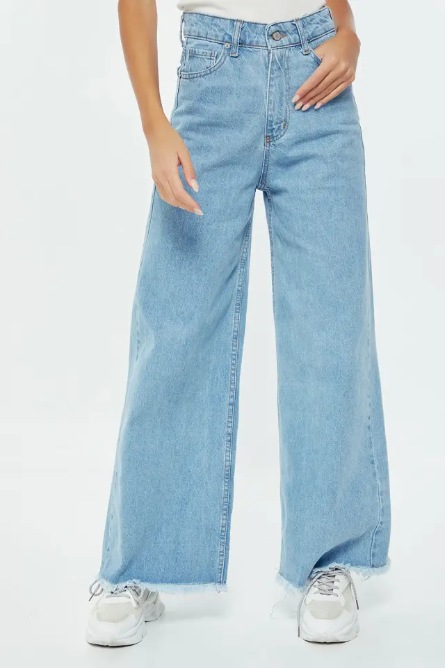 Παντελόνι Jean Wide Leg Ψηλόμεσο Fluo Γαλάζιο