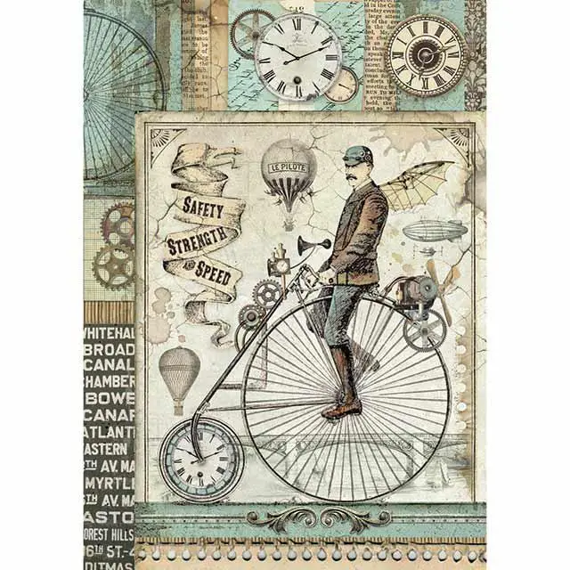 Stamperia Ριζόχαρτο για Decoupage - Vintage Ποδήλατο Voyages Fantastiques - A4