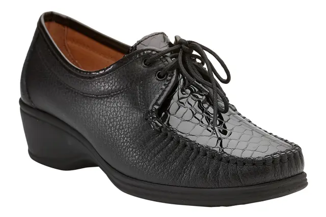 Toscana Δετά-Oxfords Γυναικείο δέρμα/δέρμα λουστρίνι Μαύρο TOS/2366 NERO 2