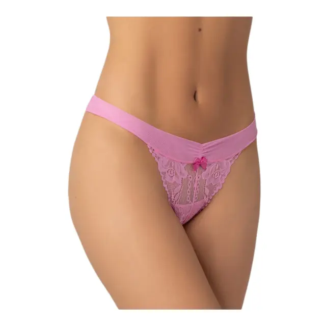 FMS Γυναικείο String Δαντέλα Τούλι Σούρα, Χρώμα Rose Pink - L