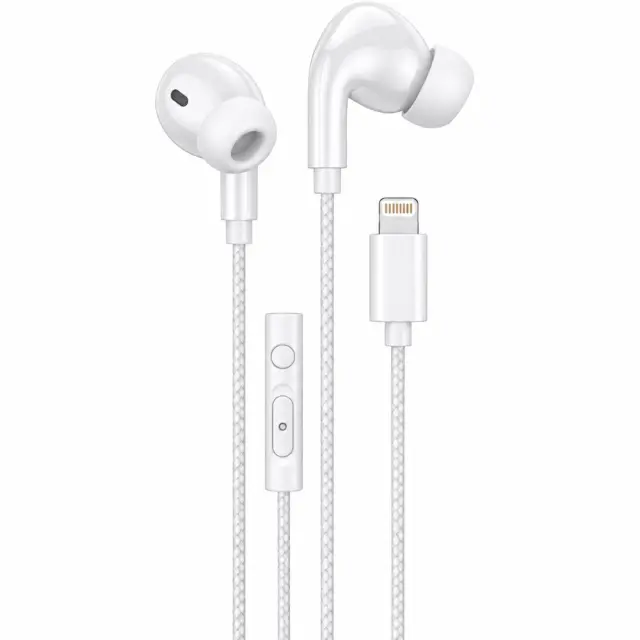 Hands Free Hoco. DM48 Rock Stereo Lightning με Μικρόφωνο 1.2m Λευκά