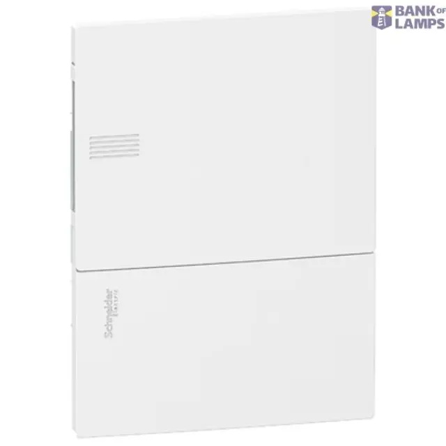 Enclosure, Resi9 MP, flush mounting, 1 row of 6 modules, IP40, white door, 1 earth + 1 neutral terminal blocks