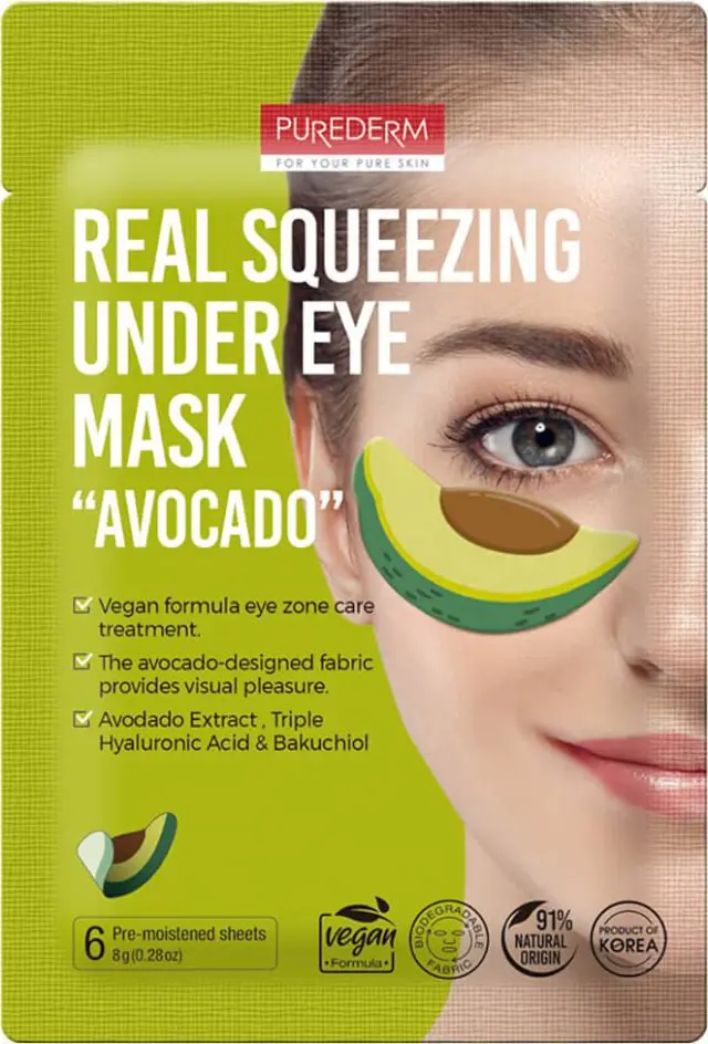 Purederm Real Squeezing Under Eye Mask Avocado Επιθέματα Ματιών Με Αβοκάντο 6τμχ