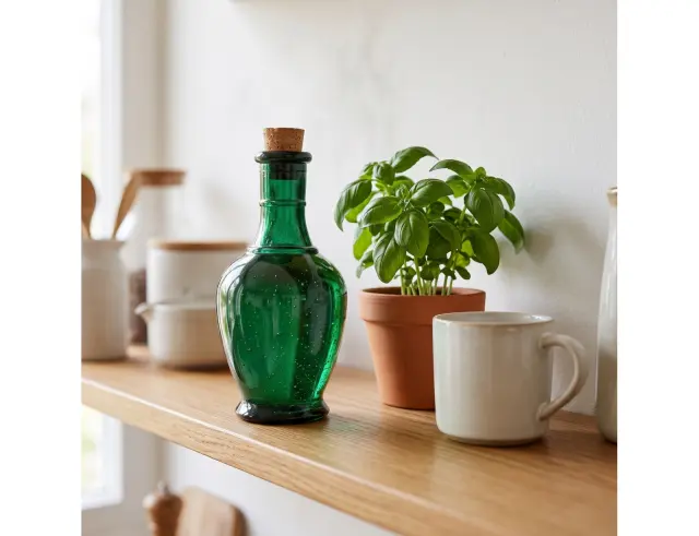 Διακοσμητικό Μπουκάλι με πώμα Glass Drops Andalucia (5620DB734) Aπό 100% ανακυκλωμένο γυαλί, Xωρητικότητας 250ml, Διαστάσεων Ø 8 x Υ 15 cm, Albahaca 5620DB734