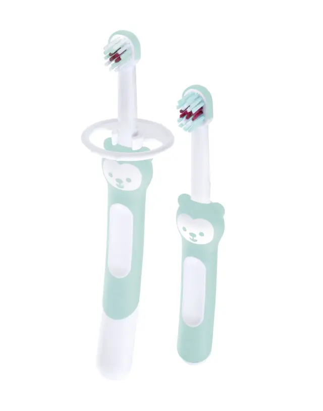 MAM Learn to Brush Set Βρεφικές Οδοντόβουρτσες 5+ μηνών, Βεραμάν