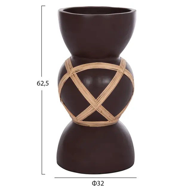 ΔΙΑΚΟΣΜΗΤΙΚΟ ΒΑΖΟ ΔΑΠΕΔΟΥ FB94672.07L TERRACOTTA ΣΟΚΟΛΑΤΙ-RATTAN Φ32x62.5Υεκ 2