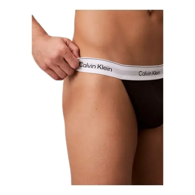 Calvin Klein Ανδρικό String Modern Cotton Thong - Τριπλό Πακέτο, Χρώμα Black-Diamond Logo Black-Classic Wh - S 2